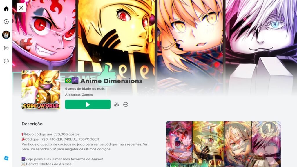Códigos Anime Dimensions (Dezembro 2023)